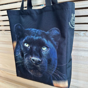 Pevná plátěná taška - bílý tygr / černý panther